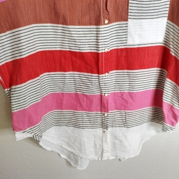 Holding Horses Anthro Monroe Striped Button Down Oversized Top Blouse Size XS/S - Picture 4 of 8